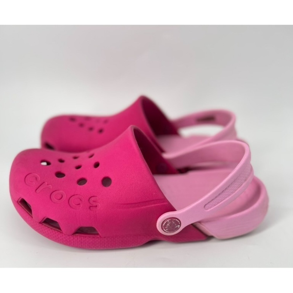 Crocs Kids Electro Clog Candy‎ Pink Carnation Two Tone Shoes Size J 2